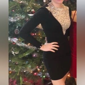Venus black holiday dress with jewels